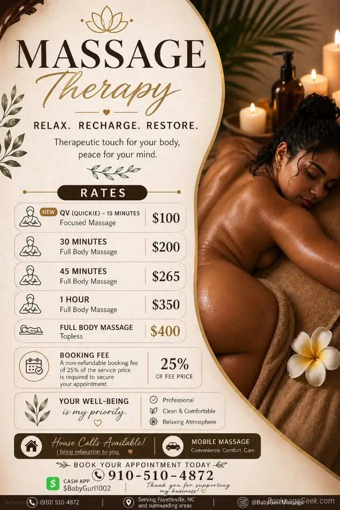 FULL BODY MASSAGE ONLY BE IN TOWN FOR A FEW DAYS COME GET RE... in Greensboro – Women Seeking Men photo 3