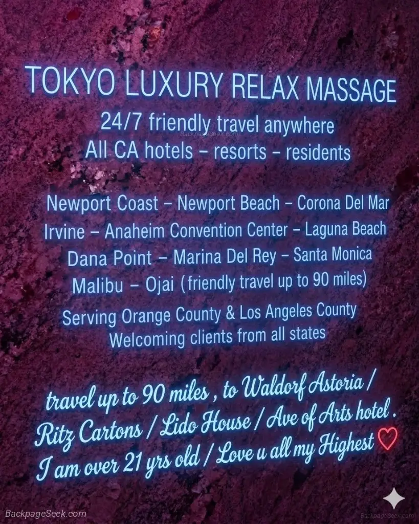 Tokyo Luxury Relax Massage 24 7 incall - outcall all residen... in Orange County – Women Seeking Men photo 3